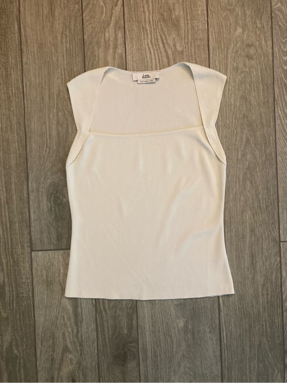Cream Square-Neck Ribbed Knit Tank